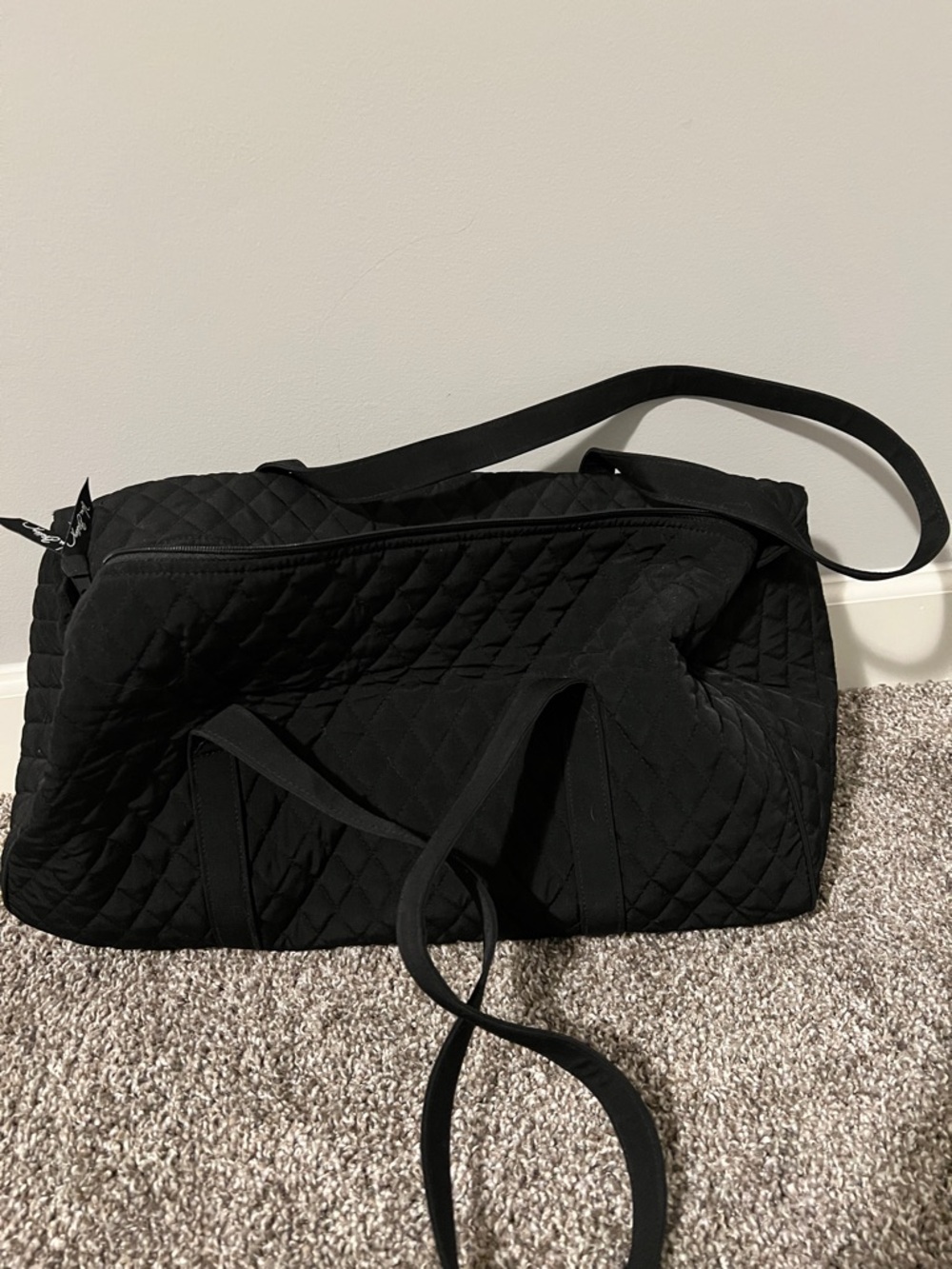 Vera Bradley Black Quilted Duffel Travel Bag - Picture 3 of 4